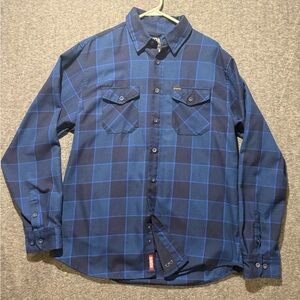 Dixxon Flannel Shirt mens L blue plaid button up Limited Edition Snap On Tools